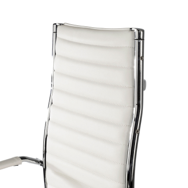 chaise de bureau blanc dossier haut simil cuir accoudoirs fixes 8