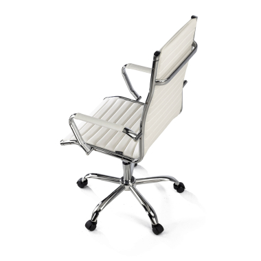 chaise de bureau blanc dossier haut simil cuir accoudoirs fixes 9