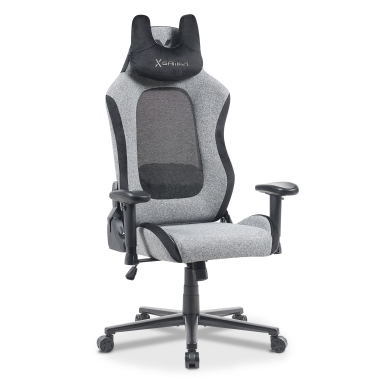 chaise gaming gris vital tissu accoudoirs mobiles coussin appuie tete appui tete 1