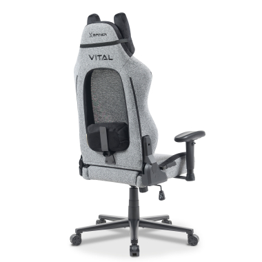 Chaise gaming avec massage Vital, tissu respirant, accoudoirs rabattables