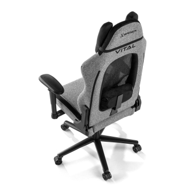 Chaise gaming avec massage Vital, tissu respirant, accoudoirs rabattables