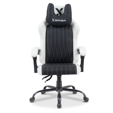chaise gaming blanc noir titan simil cuir accoudoirs rabattables coussin appuie tete appui tete 3