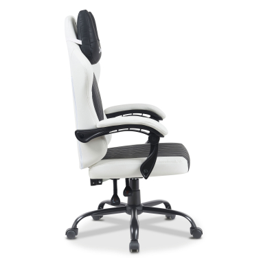 chaise gaming blanc noir titan simil cuir accoudoirs rabattables coussin appuie tete appui tete 6