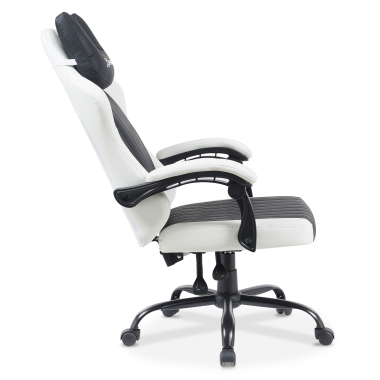 chaise gaming blanc noir titan simil cuir accoudoirs rabattables coussin appuie tete appui tete 8