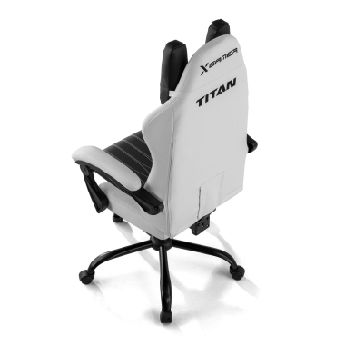 chaise gaming blanc noir titan simil cuir accoudoirs rabattables coussin appuie tete appui tete 12
