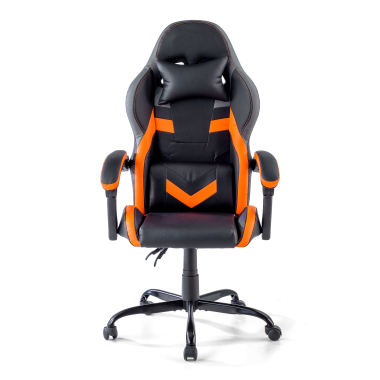 chaise gaming orange mist simil cuir accoudoirs rabattables coussin appuie tete appui tete 3