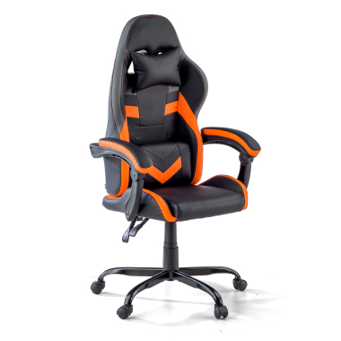 chaise gaming orange mist simil cuir accoudoirs rabattables coussin appuie tete appui tete 1