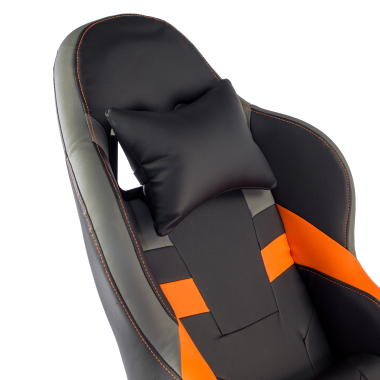 chaise gaming orange mist simil cuir accoudoirs rabattables coussin appuie tete appui tete 4