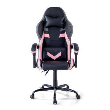chaise gaming rose mist simil cuir accoudoirs rabattables coussin appuie tete appui tete 3