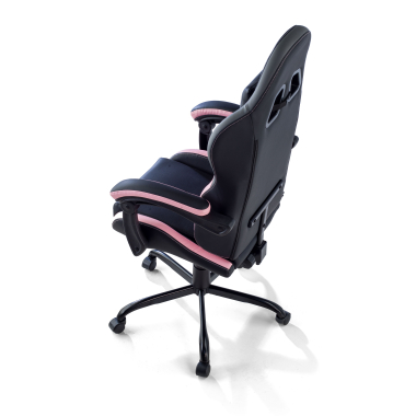 chaise gaming rose mist simil cuir accoudoirs rabattables coussin appuie tete appui tete 8