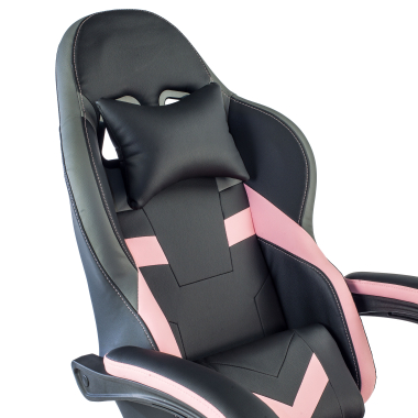 chaise gaming rose mist simil cuir accoudoirs rabattables coussin appuie tete appui tete 4