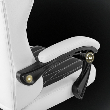 chaise gaming blanc noir titan simil cuir accoudoirs rabattables coussin appuie tete appui tete 5
