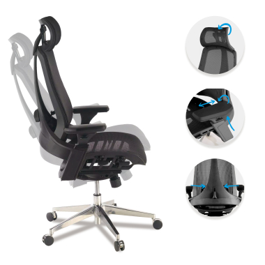 chaise ergonomique noir thunder maille accoudoirs reglables 3d soutien lombaire appui tete 3