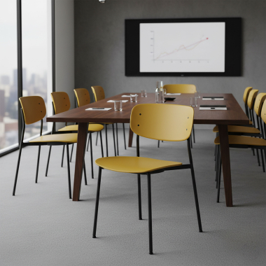 chaise de conference jaune 4 pattes plastique sans accoudoirs 2