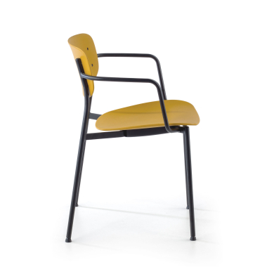 chaise de conference jaune avec bras plastique accoudoirs fixes 4