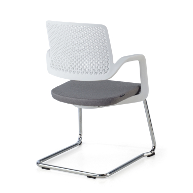 chaise de conference blanc gris chaise confidente tissu accoudoirs fixes 7