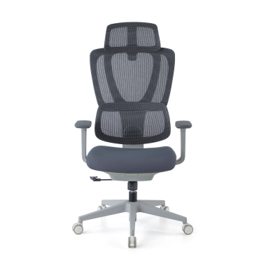 chaise ergonomique blanc gris essenza maille accoudoirs reglables 3d double soutien lombaire appui tete 3