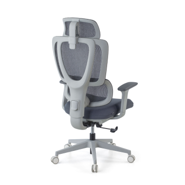 chaise ergonomique blanc gris essenza maille accoudoirs reglables 3d double soutien lombaire appui tete 6