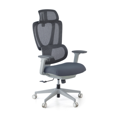 chaise ergonomique blanc gris essenza maille accoudoirs reglables 3d double soutien lombaire appui tete 1