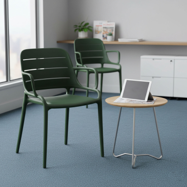 chaise de conference vert avec des bras plastique accoudoirs fixes 2