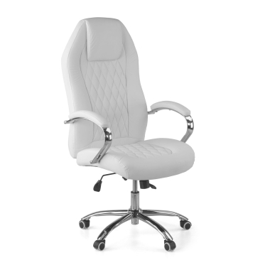 fauteuil de bureau blanc pioneer simil cuir accoudoirs rembourres 1