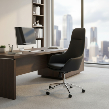 fauteuil de bureau noir luxus simil cuir accoudoirs rembourres 2