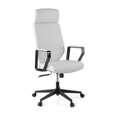 fauteuil de bureau blanc saranto simil cuir accoudoirs fixes 1