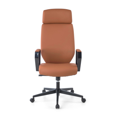 fauteuil de bureau marron saranto simil cuir accoudoirs fixes 3