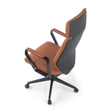 fauteuil de bureau marron saranto simil cuir accoudoirs fixes 8