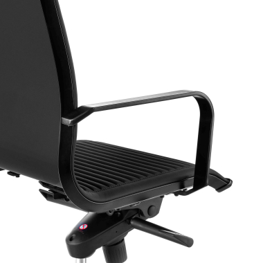 fauteuil de bureau noir structure noire similicuir simil cuir accoudoirs fixes 4