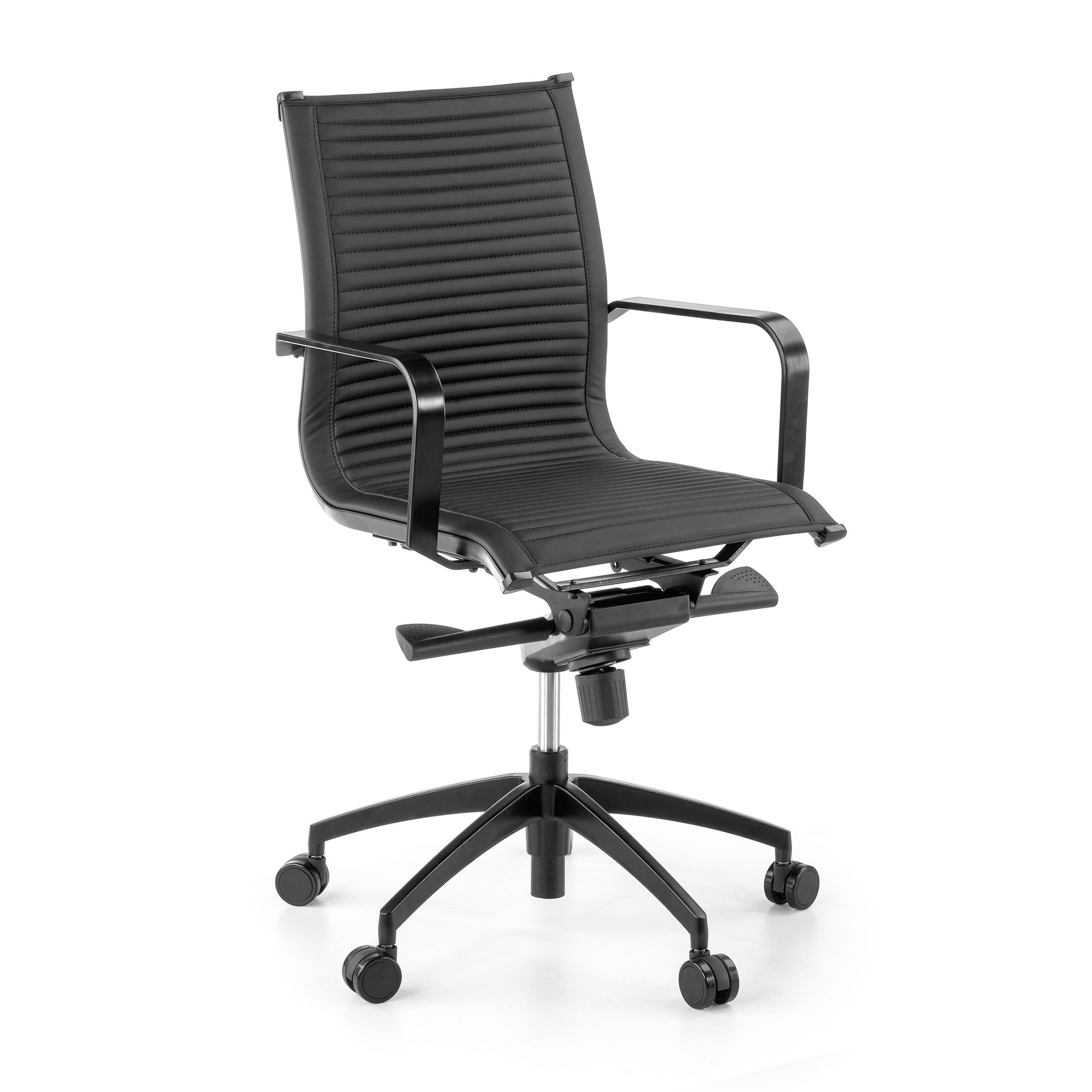 Fauteuil de bureau design Brenton, dossier bas, structure noire, similicuir
