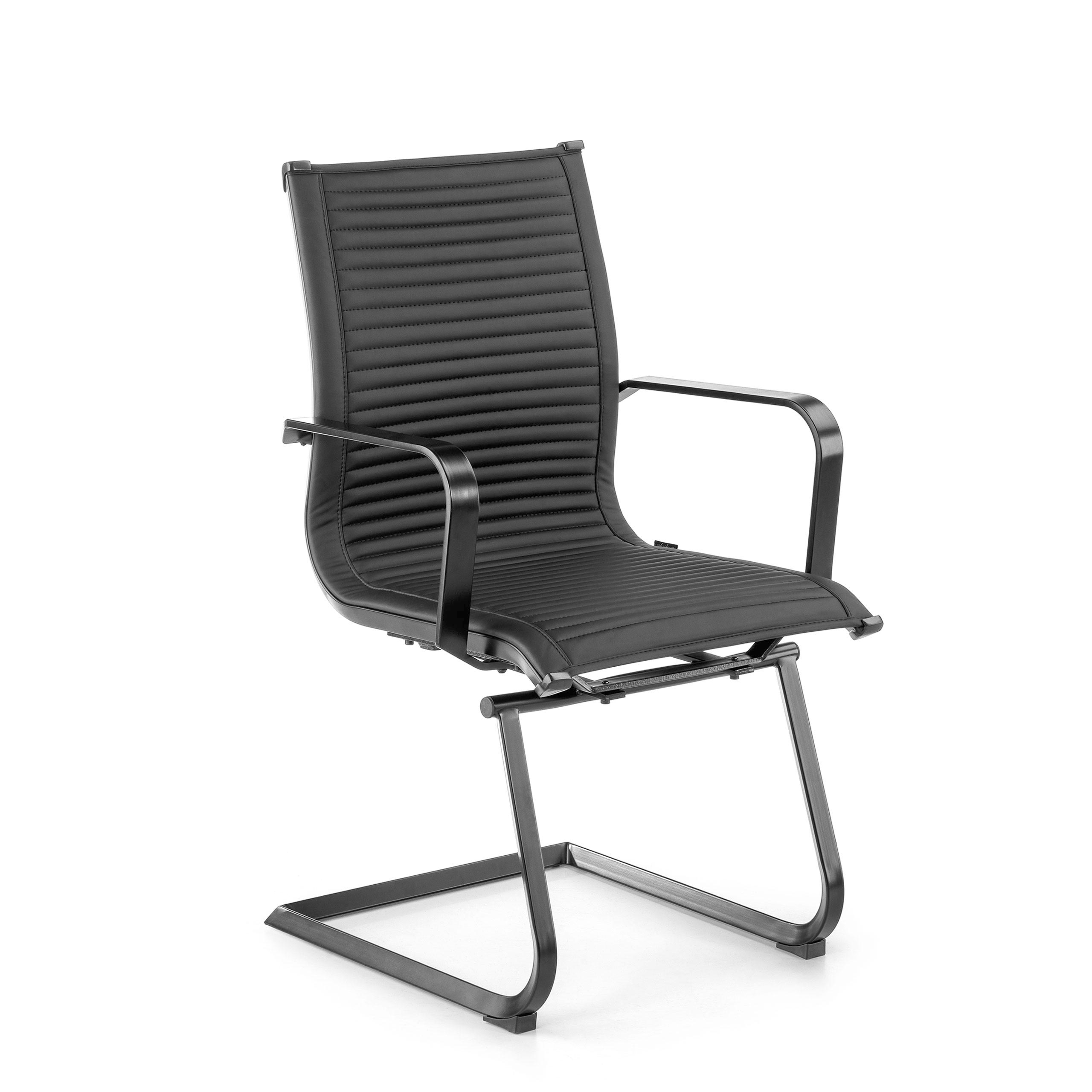 Fauteuil de Conférence Brenton, structure noire, simili-cuir