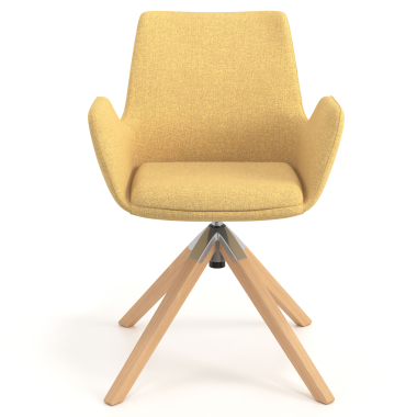 chaise scandinave jaune giratoire en bois tissu accoudoirs rembourres 4