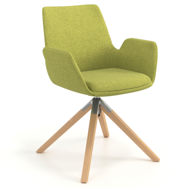 chaise scandinave vert giratoire en bois tissu accoudoirs rembourres 1