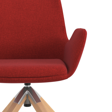 chaise scandinave rouge giratoire en bois tissu accoudoirs rembourres 5