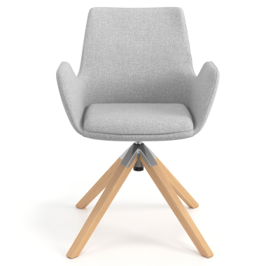 chaise scandinave gris giratoire en bois tissu accoudoirs rembourres 4