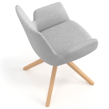 chaise scandinave gris giratoire en bois tissu accoudoirs rembourres 7
