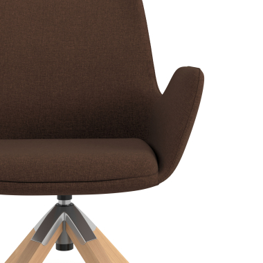 chaise scandinave marron giratoire en bois tissu accoudoirs rembourres 5