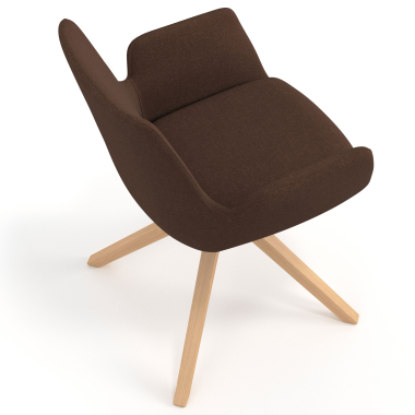 chaise scandinave marron giratoire en bois tissu accoudoirs rembourres 7