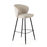 Tabouret rembourré Martina, pieds en acier avec repose-pieds