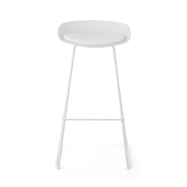 tabouret de bureau blanc tabouret pietement luge en metal simil cuir sans accoudoirs 3