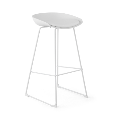tabouret de bureau blanc tabouret pietement luge en metal simil cuir sans accoudoirs 1