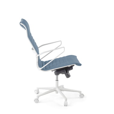 fauteuil de direction blanc bleu dossier haut structure blanche simil cuir accoudoirs fixes 5