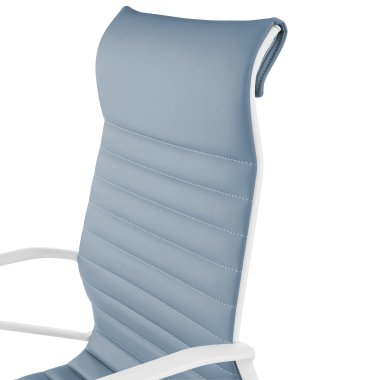 fauteuil de direction blanc bleu dossier haut structure blanche simil cuir accoudoirs fixes 9