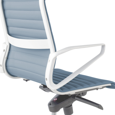 fauteuil de direction blanc bleu dossier haut structure blanche simil cuir accoudoirs fixes 10