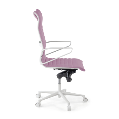 fauteuil de direction blanc rose dossier haut structure blanche simil cuir accoudoirs fixes 4