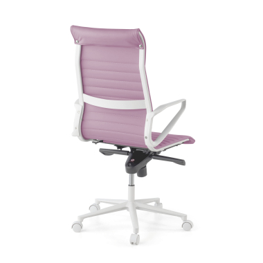 fauteuil de direction blanc rose dossier haut structure blanche simil cuir accoudoirs fixes 6