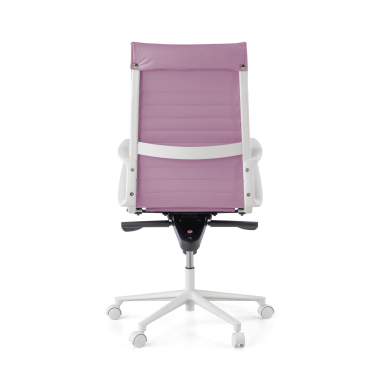 fauteuil de direction blanc rose dossier haut structure blanche simil cuir accoudoirs fixes 7