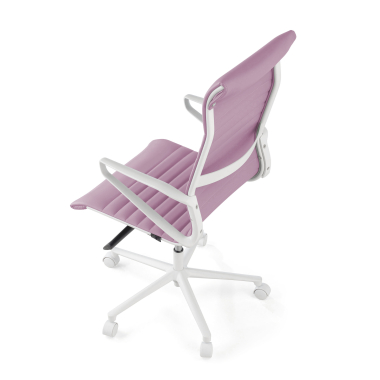 fauteuil de direction blanc rose dossier haut structure blanche simil cuir accoudoirs fixes 8