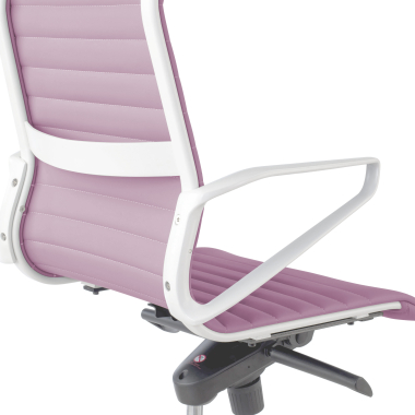fauteuil de direction blanc rose dossier haut structure blanche simil cuir accoudoirs fixes 10